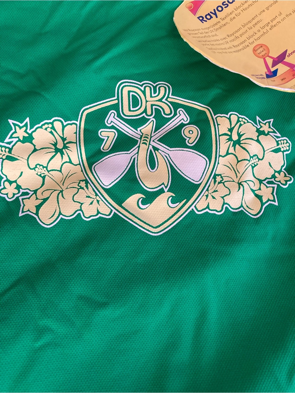 Green Short Sleeve Rash Guard with Yellow Trim
